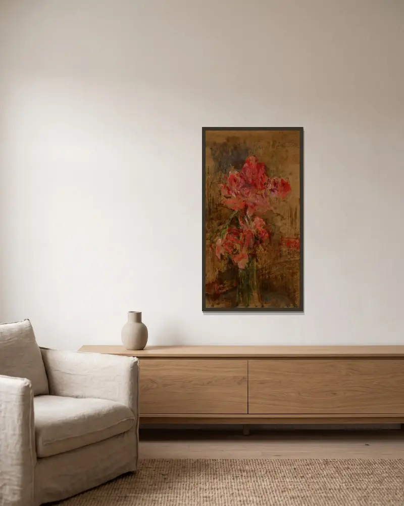 Gladiolen von Olga Boznanska gerahmt an einer Wand
