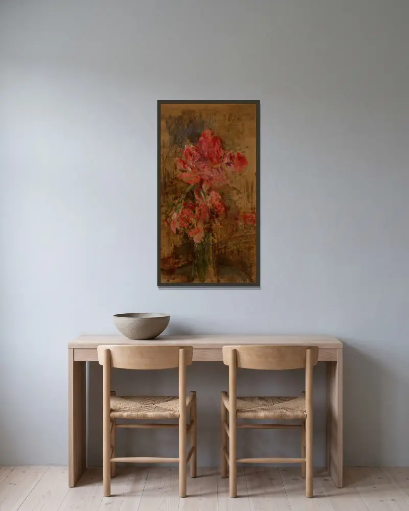 Gladiolen von Olga Boznanska gerahmt an einer Wand