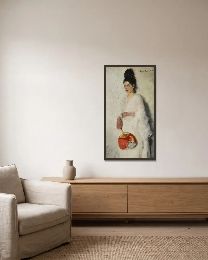 Japanische Frau von Olga Boznanska gerahmt an einer Wand