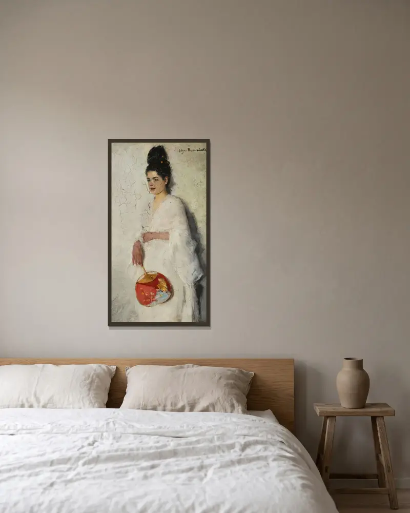 Japanische Frau von Olga Boznanska gerahmt an einer Wand