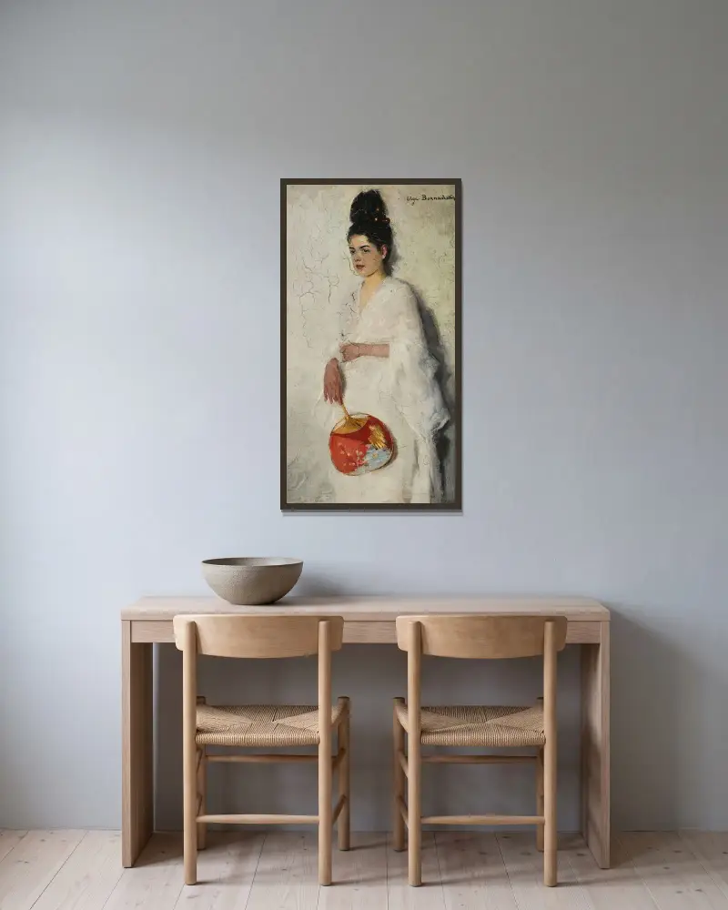 Japanische Frau von Olga Boznanska gerahmt an einer Wand