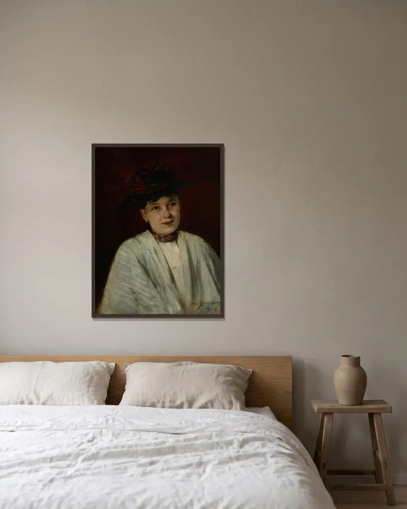 Fröhliche Baśka von Olga Boznanska gerahmt an einer Wand