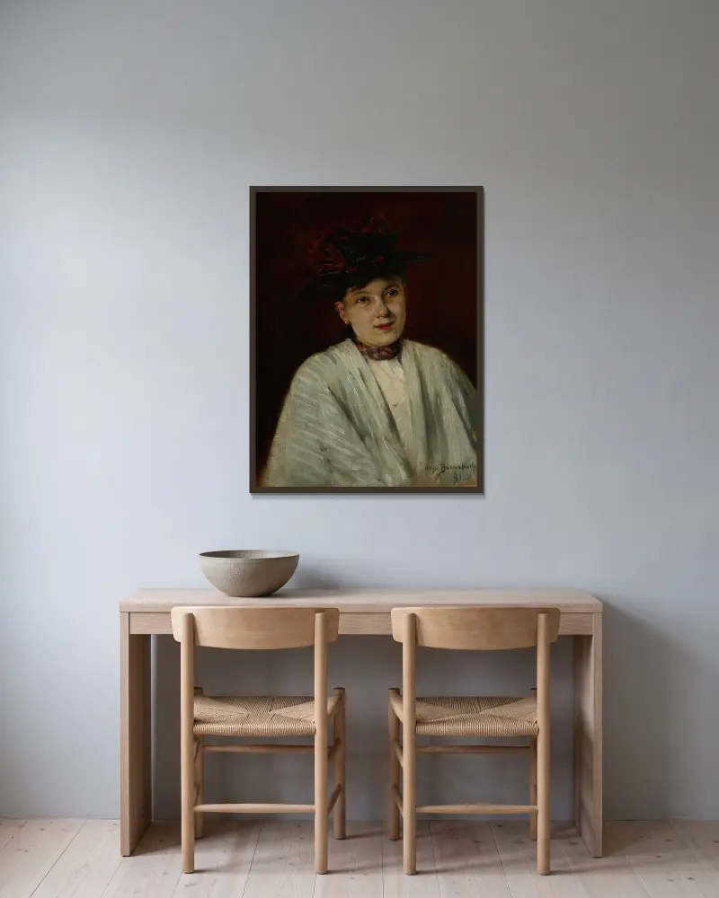 Fröhliche Baśka von Olga Boznanska gerahmt an einer Wand