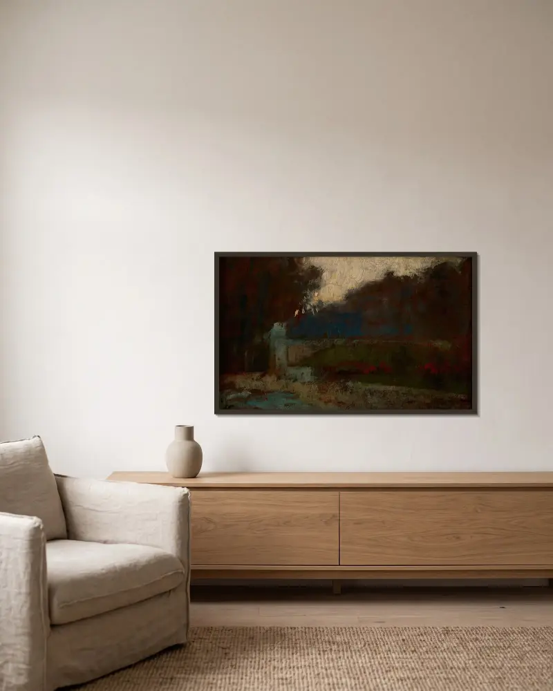 Landschaft von Olga Boznanska gerahmt an einer Wand