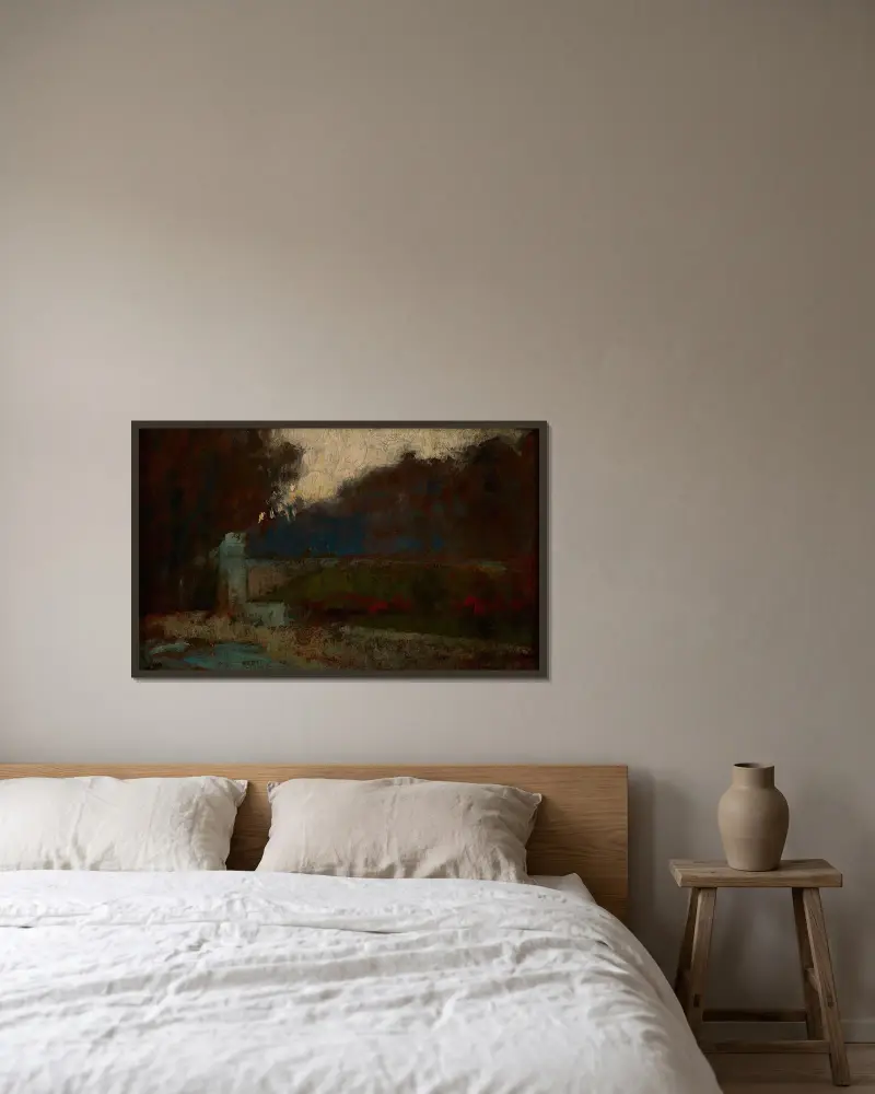 Landschaft von Olga Boznanska gerahmt an einer Wand