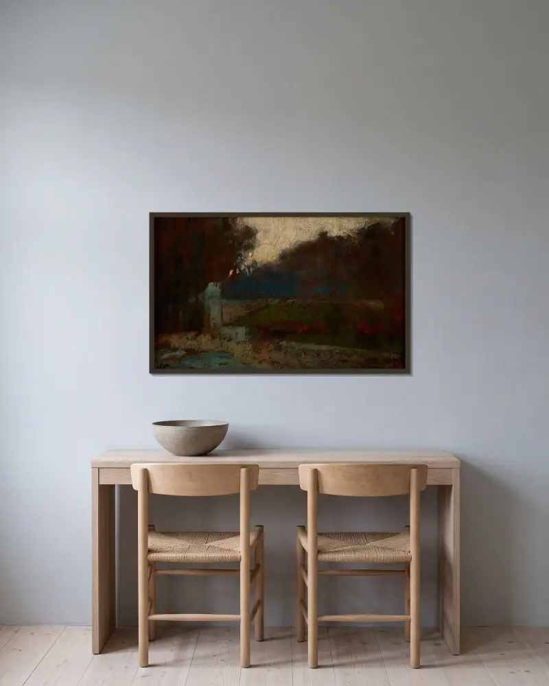 Landschaft von Olga Boznanska gerahmt an einer Wand