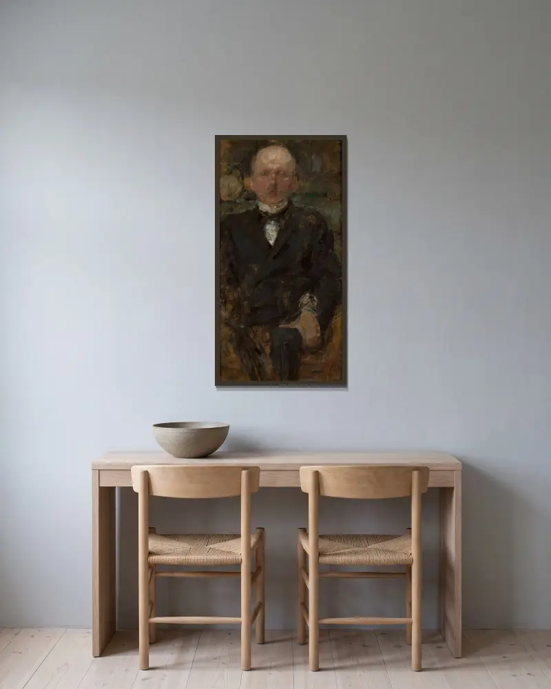 Männliches Porträt von Olga Boznanska gerahmt an einer Wand