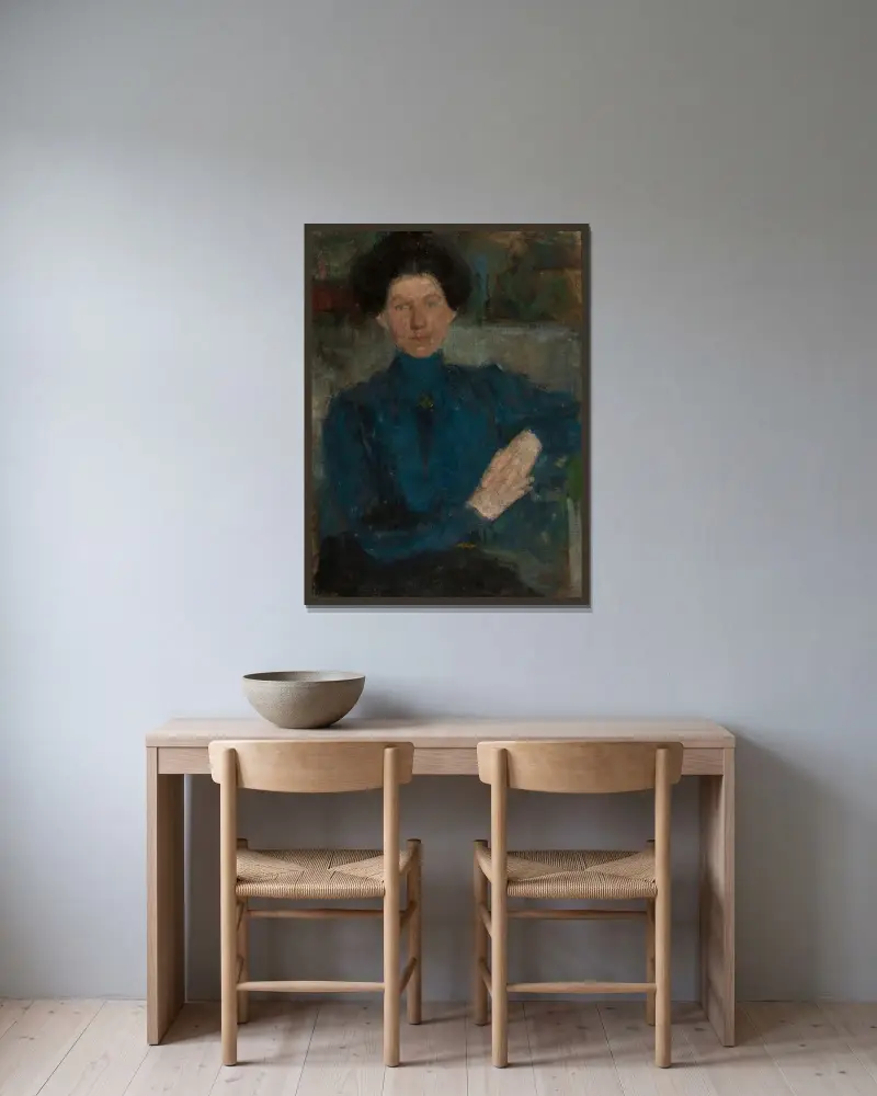 Porträt von Maria Koźniewska-Kalinowska (1875–1968), Malerin von Olga Boznanska gerahmt an einer Wand