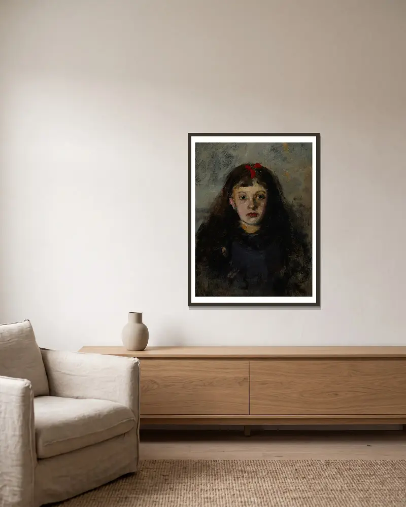 Portrait of a Girl – Zofia Sokołowska av Olga Boznanska inramad på en vägg