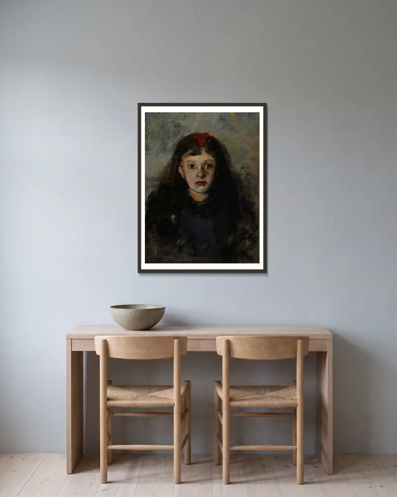 Portrait of a Girl – Zofia Sokołowska av Olga Boznanska inramad på en vägg