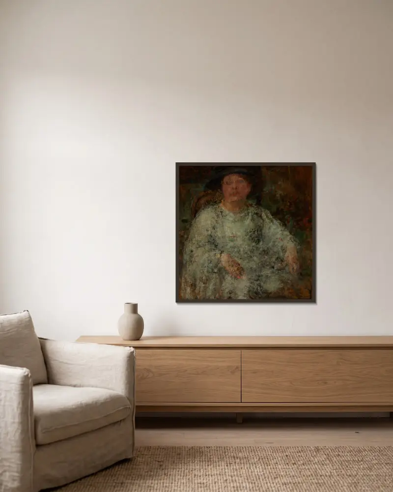 Portrait of a Lady with Glasses av Olga Boznanska inramad på en vägg