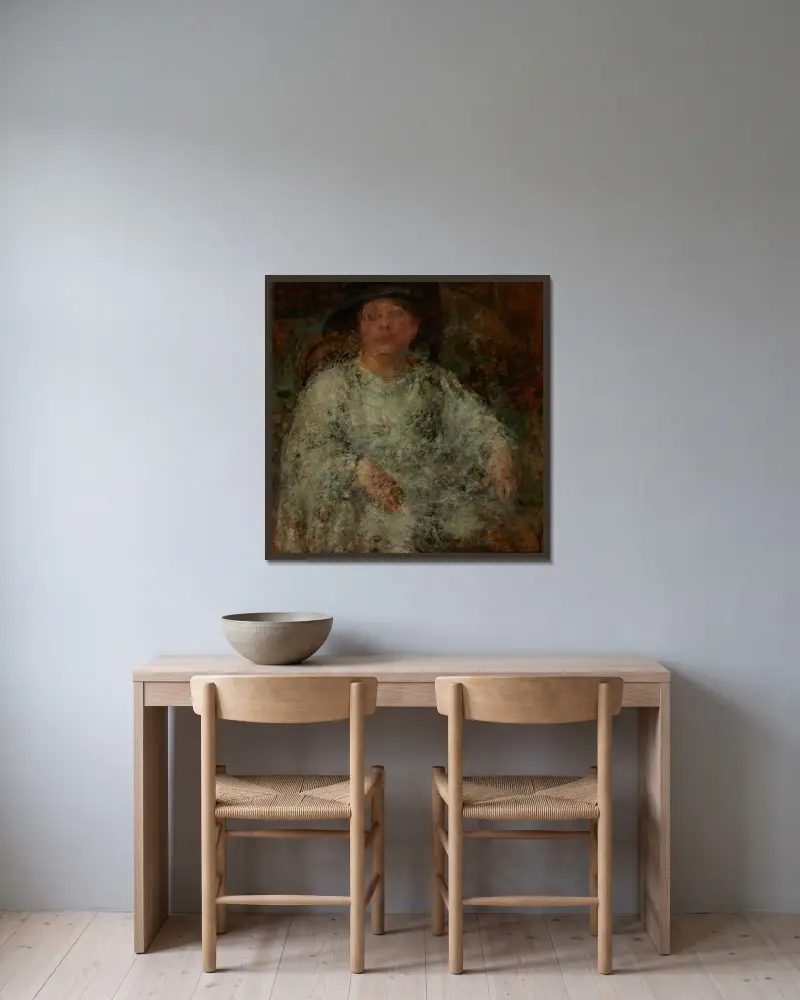 Portrait of a Lady with Glasses av Olga Boznanska inramad på en vägg