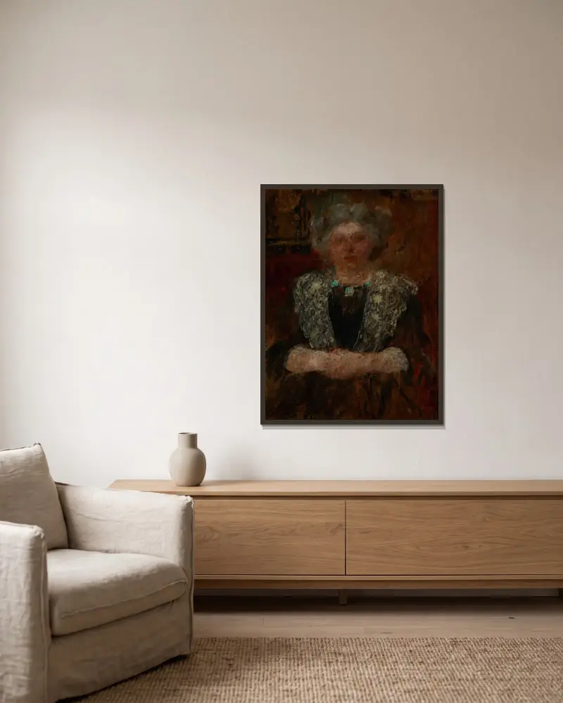 Portrait of a Woman av Olga Boznanska inramad på en vägg
