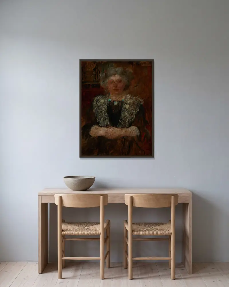 Portrait of a Woman av Olga Boznanska inramad på en vägg