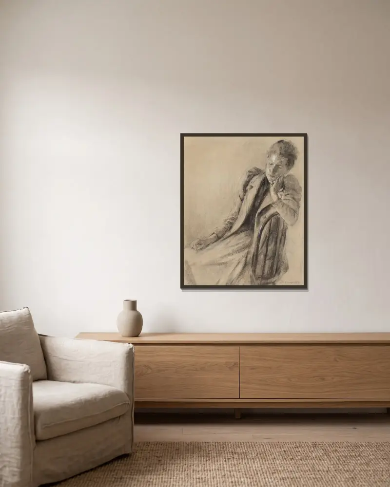Porträt eines jungen Mädchens von Olga Boznanska gerahmt an einer Wand