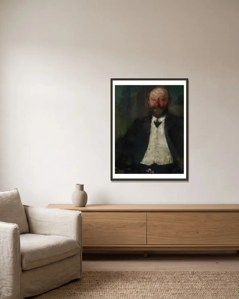 Portrait of Adam Nowina Boznański, Artist’s Father av Olga Boznanska inramad på en vägg