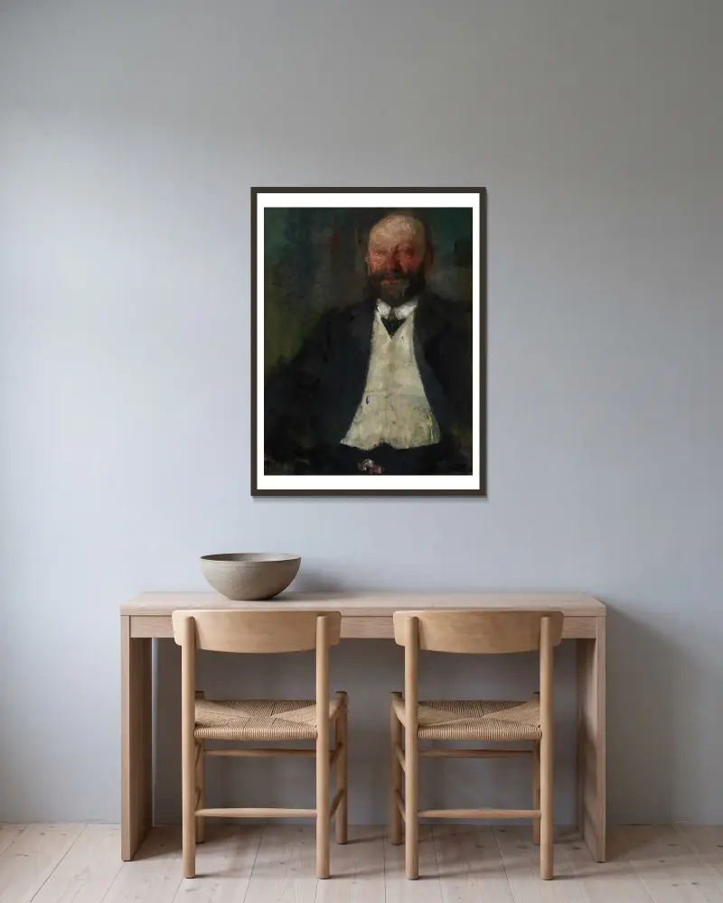 Portrait of Adam Nowina Boznański, Artist’s Father av Olga Boznanska inramad på en vägg
