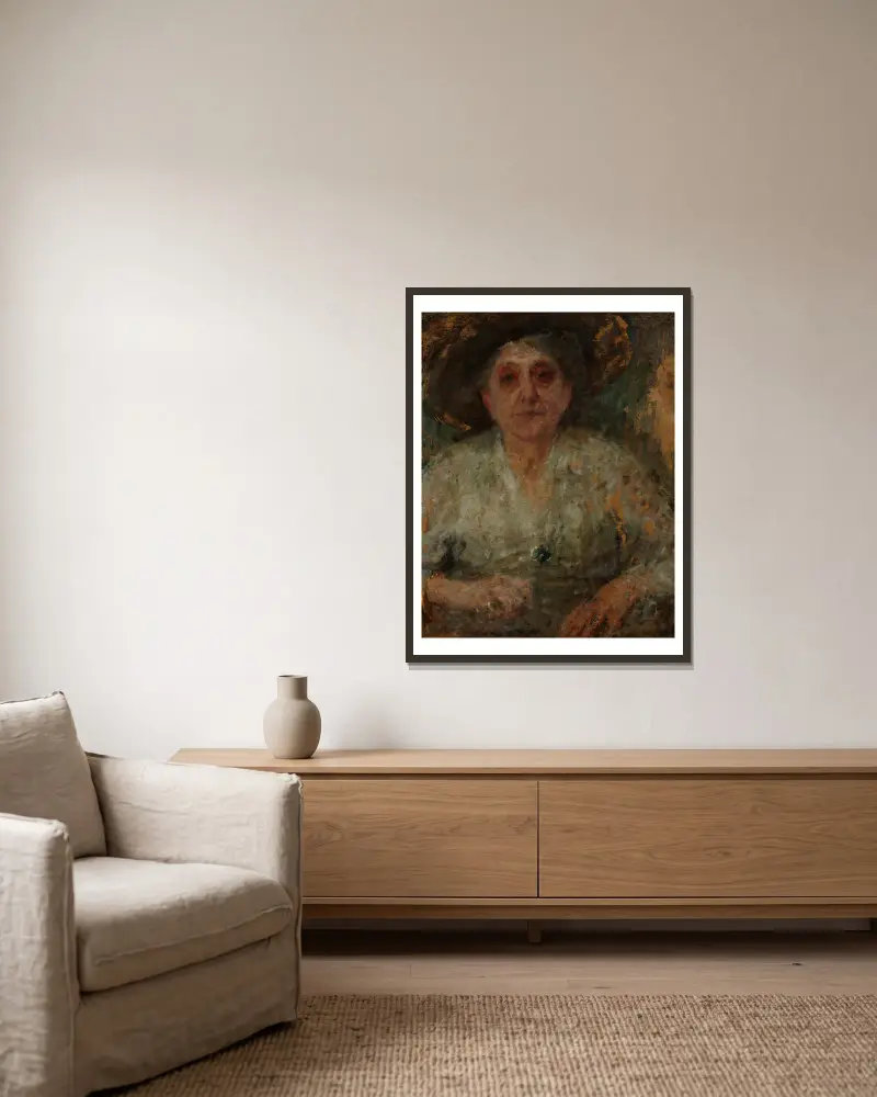 Portrait of an Older Lady av Olga Boznanska inramad på en vägg