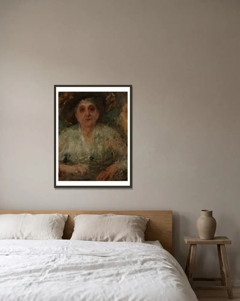 Portrait of an Older Lady av Olga Boznanska inramad på en vägg