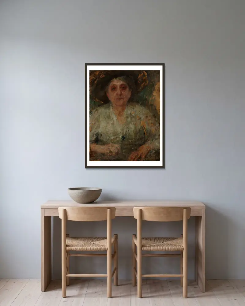 Portrait of an Older Lady av Olga Boznanska inramad på en vägg