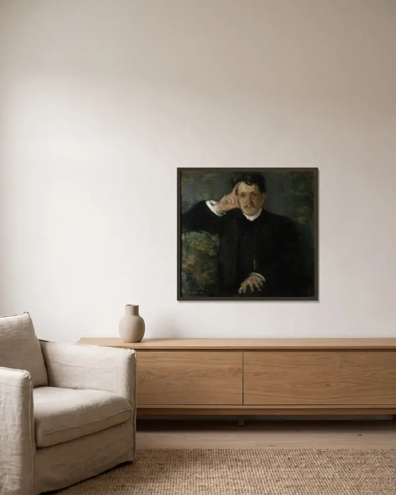 Porträt von August Radwan, Pianist von Olga Boznanska gerahmt an einer Wand