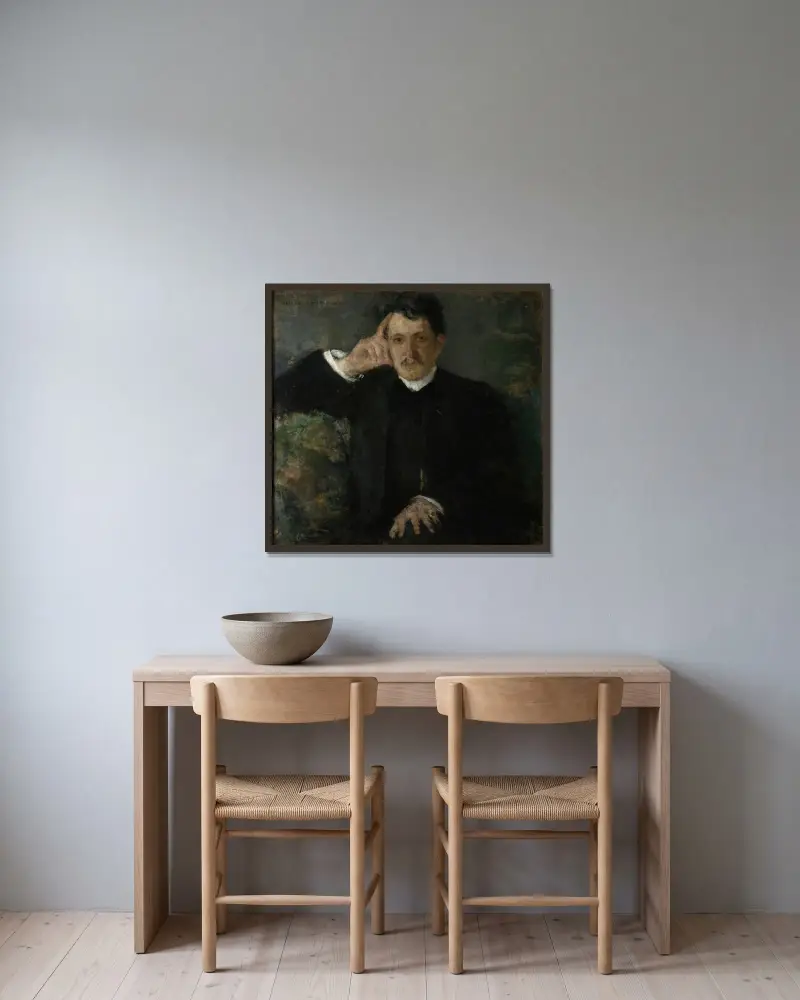 Porträt von August Radwan, Pianist von Olga Boznanska gerahmt an einer Wand