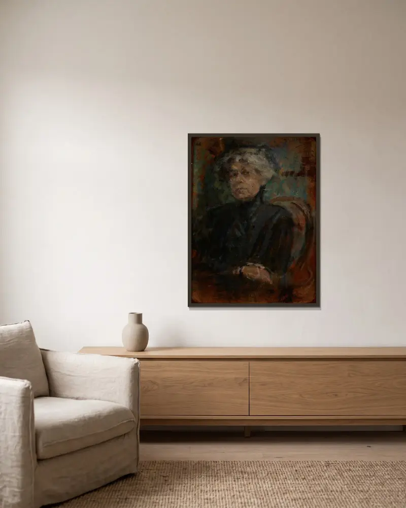 Porträt von Berta Dylion von Olga Boznanska gerahmt an einer Wand