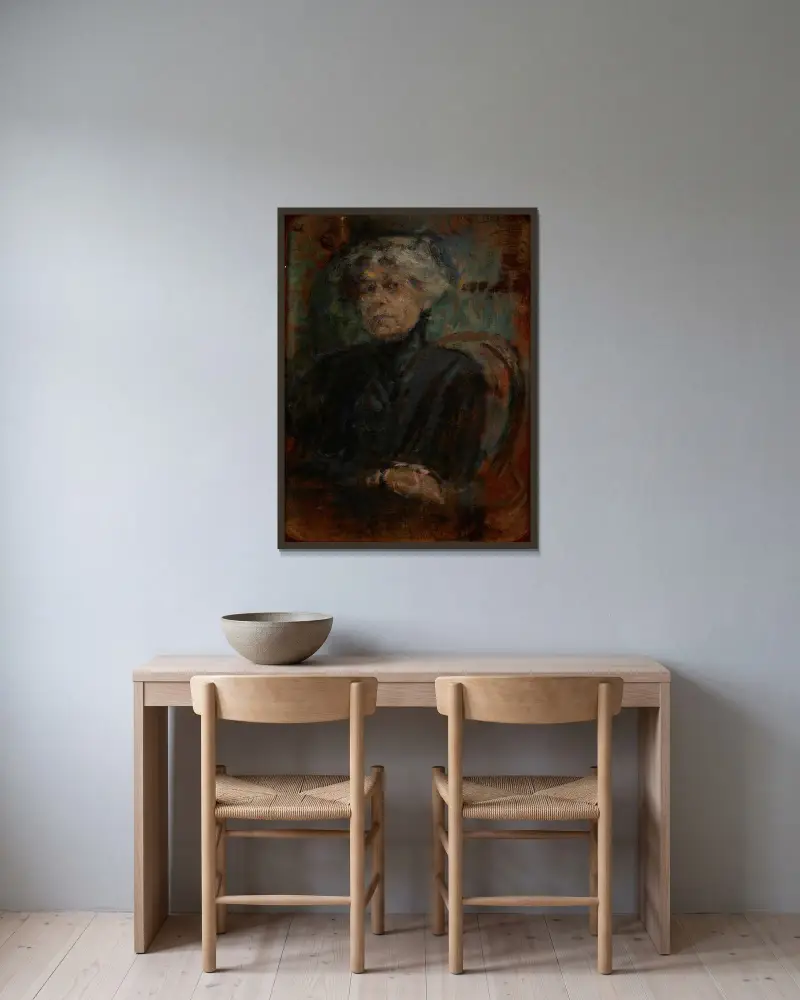 Porträt von Berta Dylion von Olga Boznanska gerahmt an einer Wand