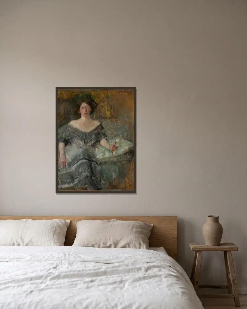 Portrait of Elza Krauze av Olga Boznanska inramad på en vägg