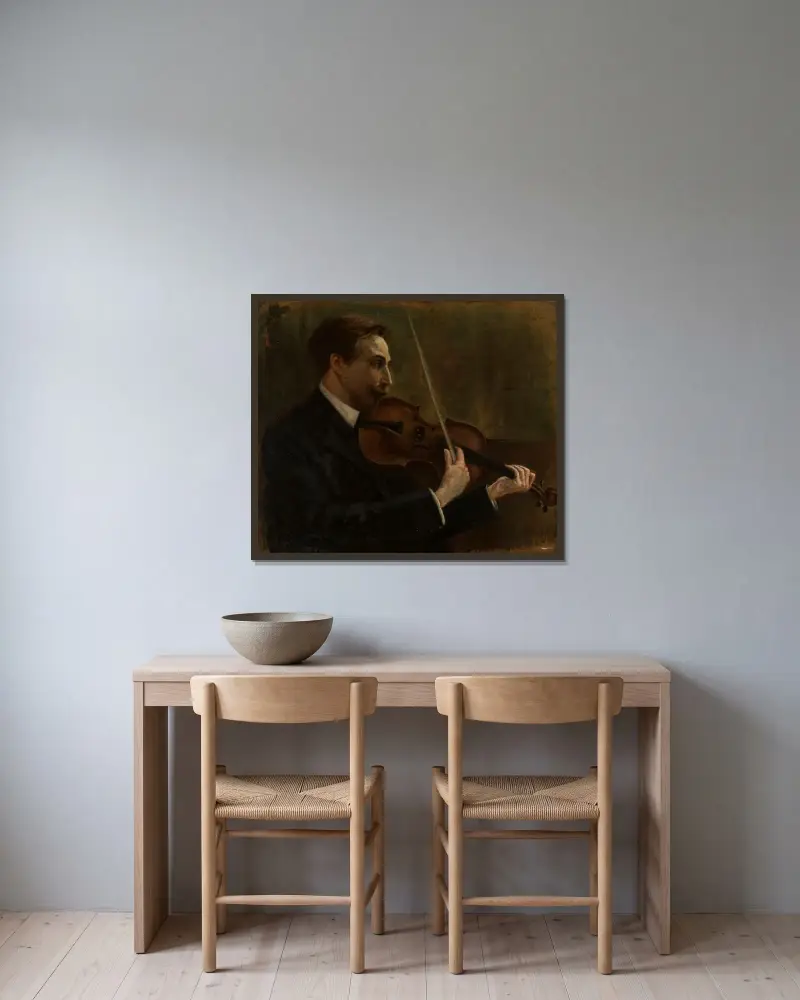 Porträt von Franciszek Godebski von Olga Boznanska gerahmt an einer Wand