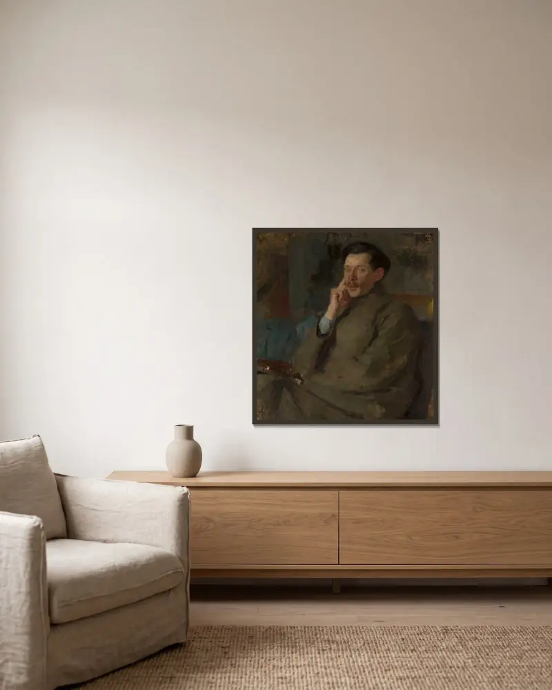Portrét Franciszka Mączyńského (1874–1947), architekta, Olga Boznanska v rámu na stěně
