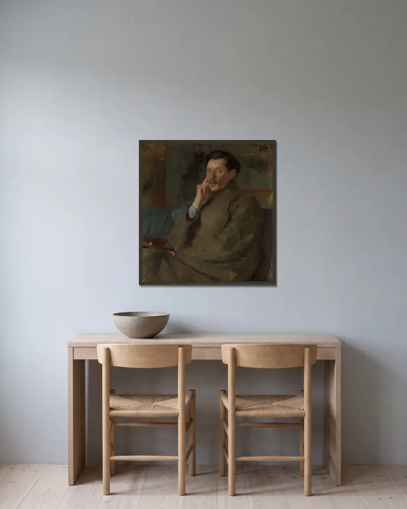 Portrét Franciszka Mączyńského (1874–1947), architekta, Olga Boznanska v rámu na stěně
