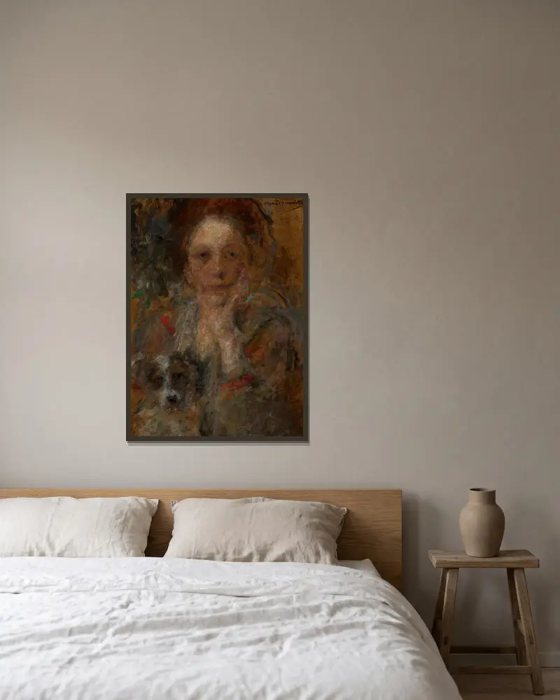 Porträtt av Helena Zielińska av Olga Boznanska inramad på en vägg