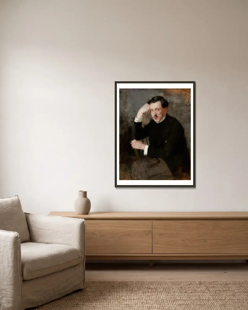 Portrait of Józef Czajkowski av Olga Boznanska inramad på en vägg