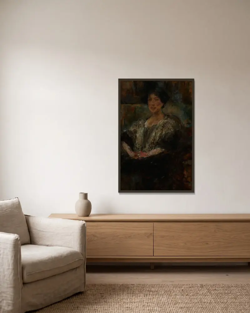 Porträt von Julia Ginzberg von Olga Boznanska gerahmt an einer Wand