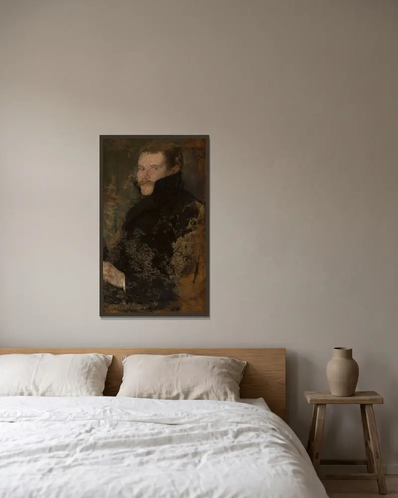 Podobizna Kazimierze Wizeho, Olga Boznanska v rámu na stěně