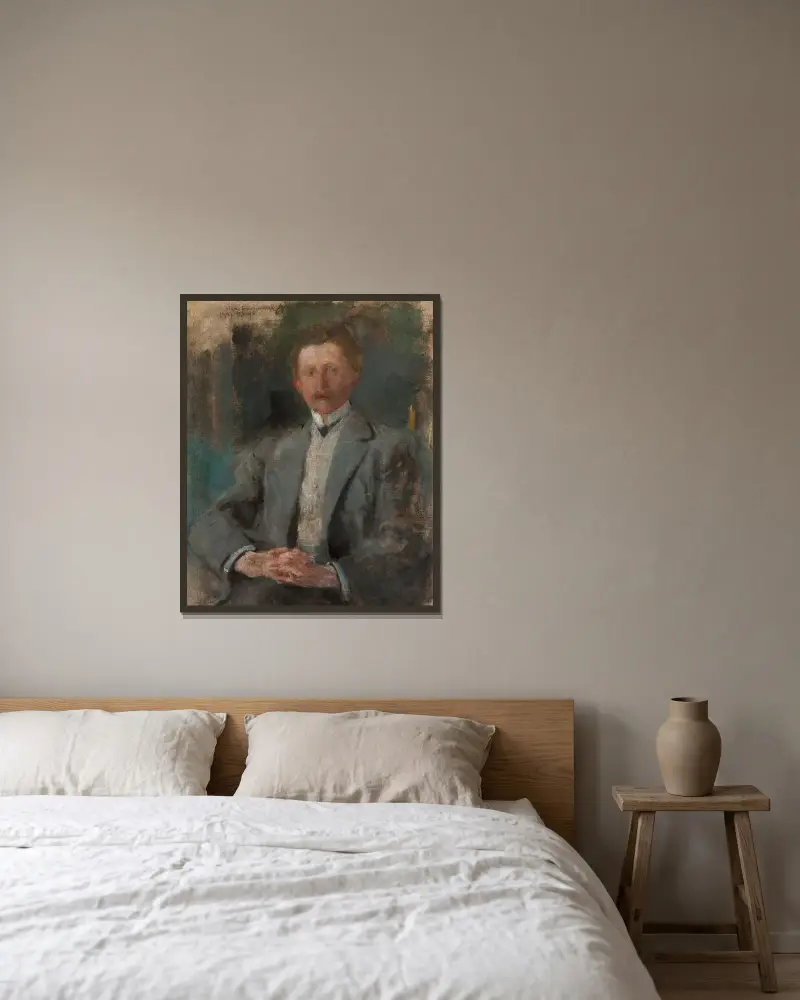 Portret Ludwika Pugeta, Olga Boznanska w ramie na ścianie