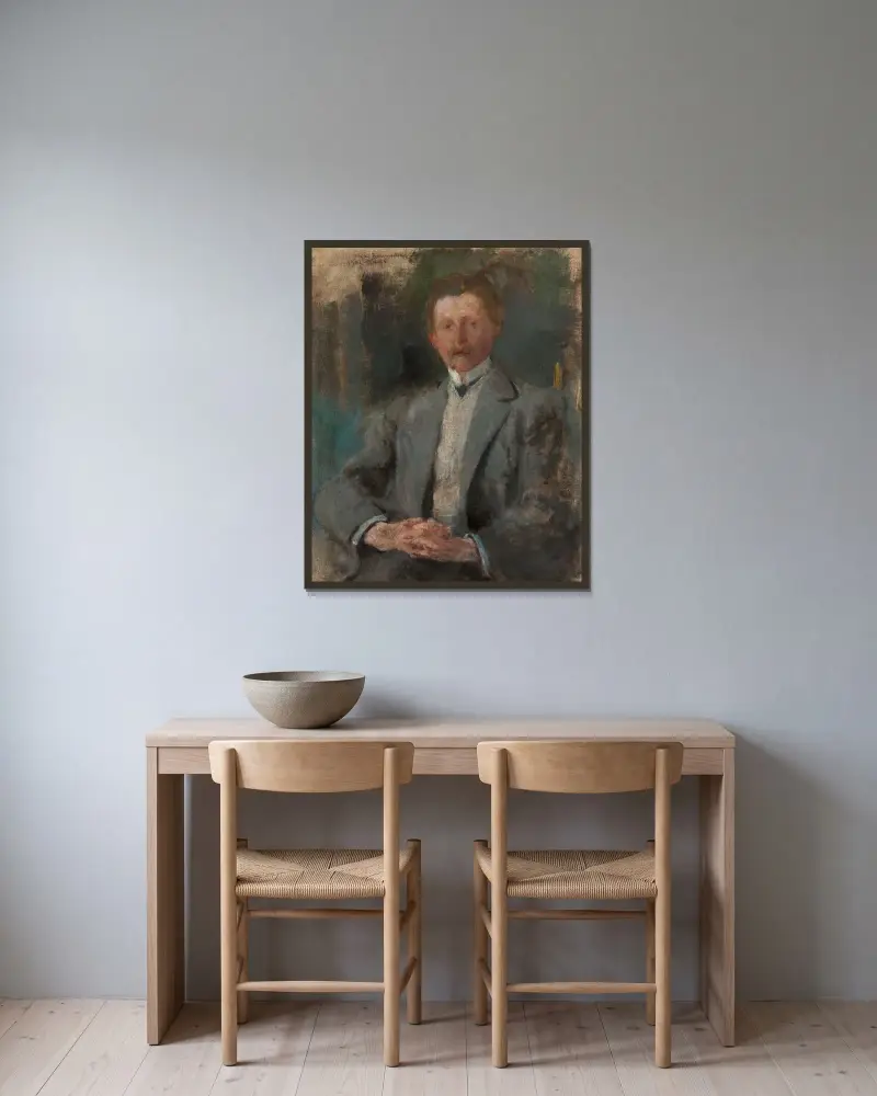 Portret Ludwika Pugeta, Olga Boznanska w ramie na ścianie