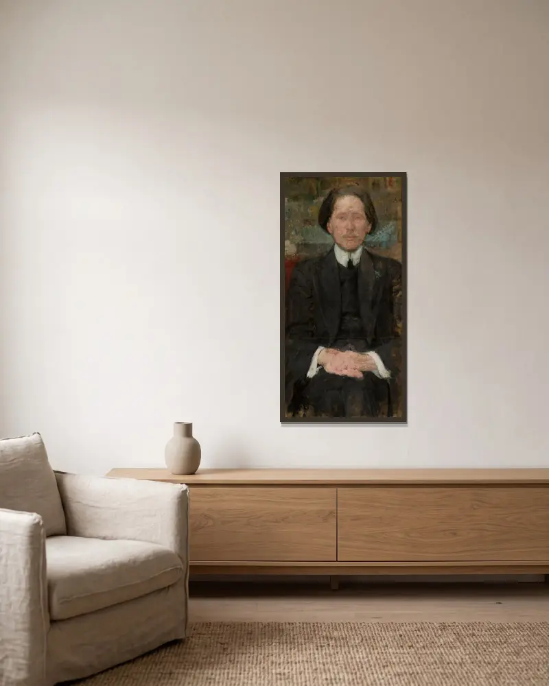 Portrait of Mieczysław Jakimowicz av Olga Boznanska inramad på en vägg