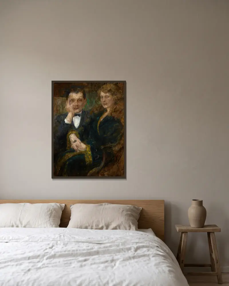 Portrait of Mrs and Mr Smogorzewski av Olga Boznanska inramad på en vägg