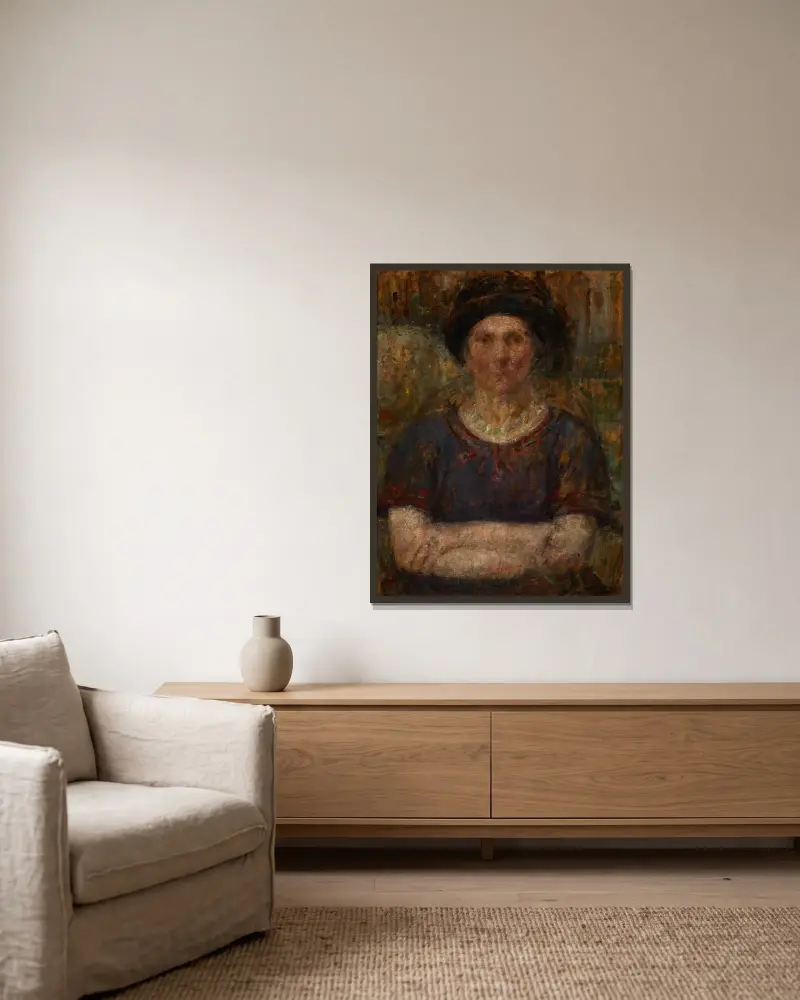 Porträt der Frau Bankiewicz von Olga Boznanska gerahmt an einer Wand