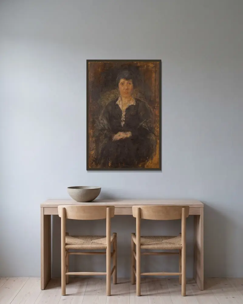 Porträt von Frau Drzewiecka von Olga Boznanska gerahmt an einer Wand