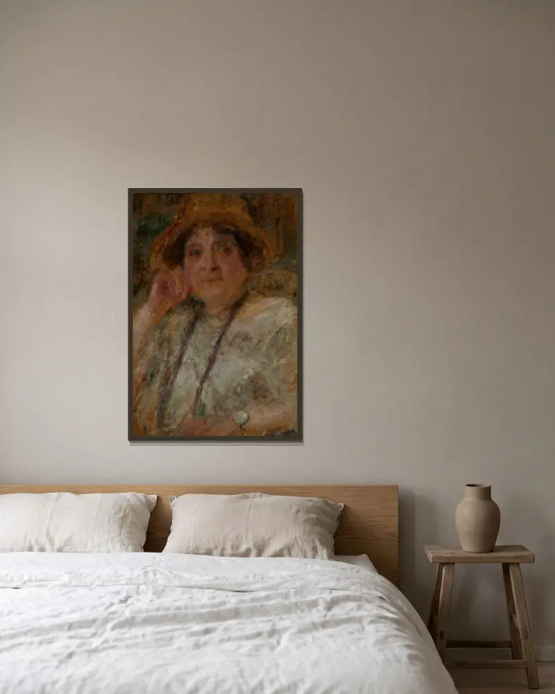 Porträt von Frau Gościniec von Olga Boznanska gerahmt an einer Wand