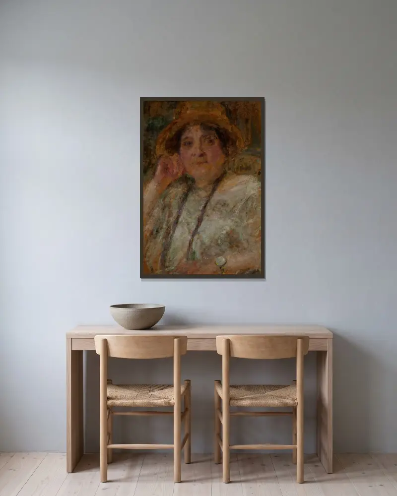 Porträt von Frau Gościniec von Olga Boznanska gerahmt an einer Wand
