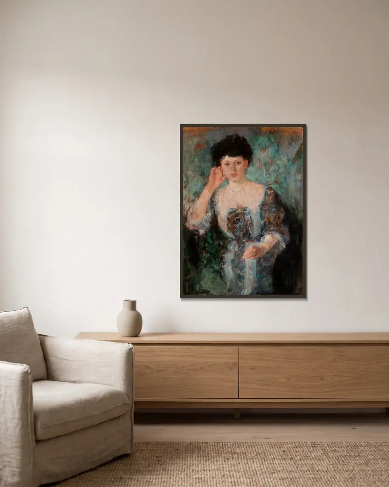 Porträt der Mrs. Horain von Olga Boznanska gerahmt an einer Wand
