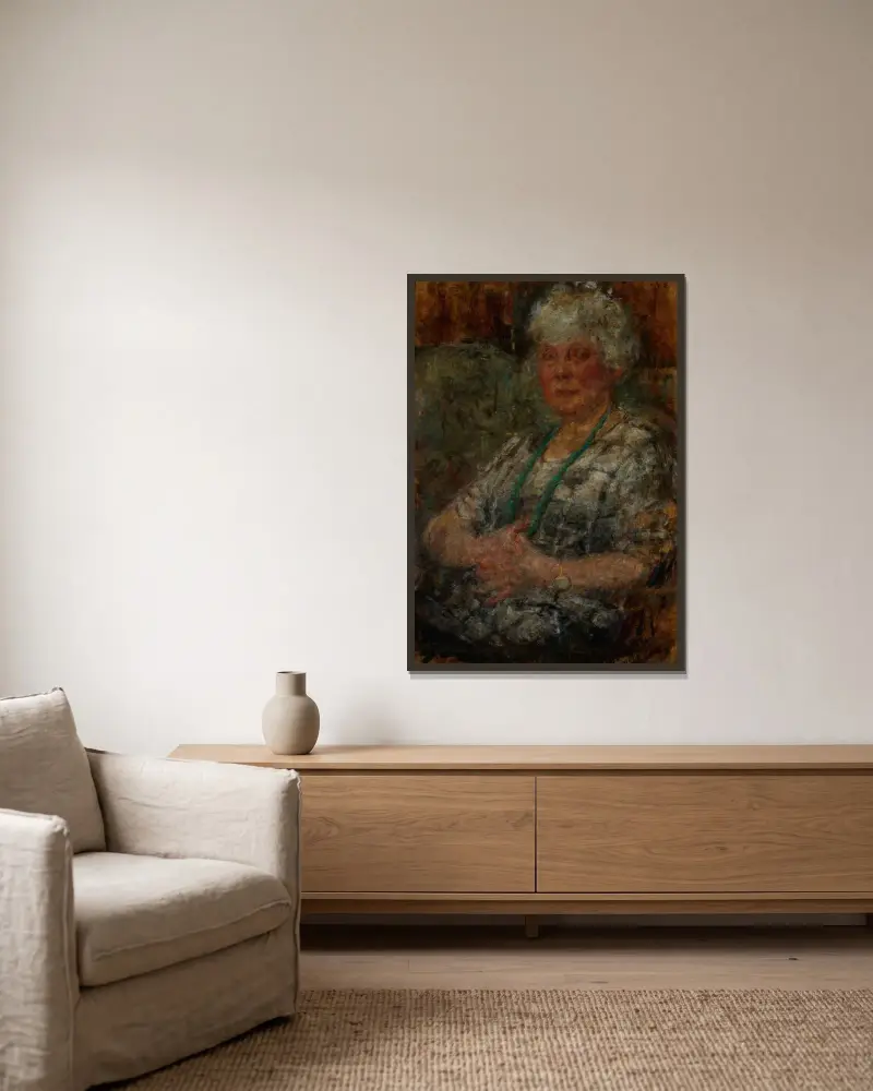 Bildnis des Malers Thomasson von Olga Boznanska gerahmt an einer Wand