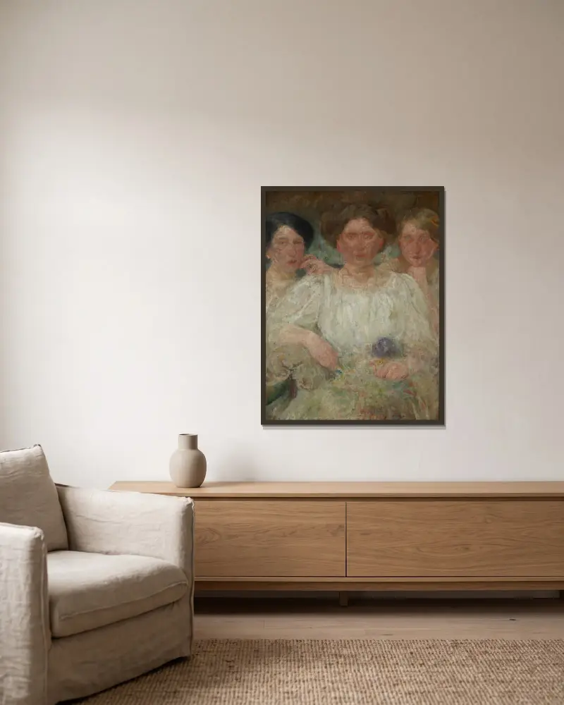 Portret trzech sióstr, Olga Boznanska w ramie na ścianie