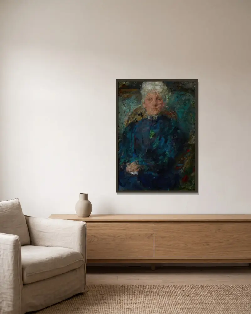 Portret Łucji Detloff, Olga Boznanska w ramie na ścianie