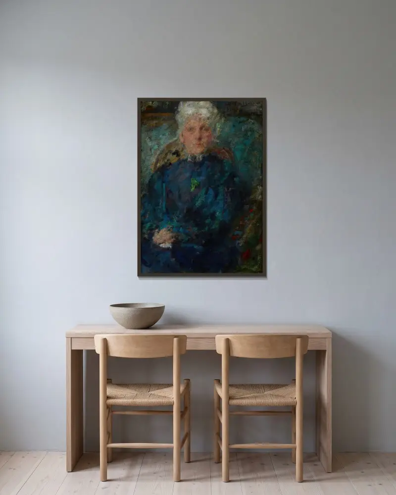Portret Łucji Detloff, Olga Boznanska w ramie na ścianie