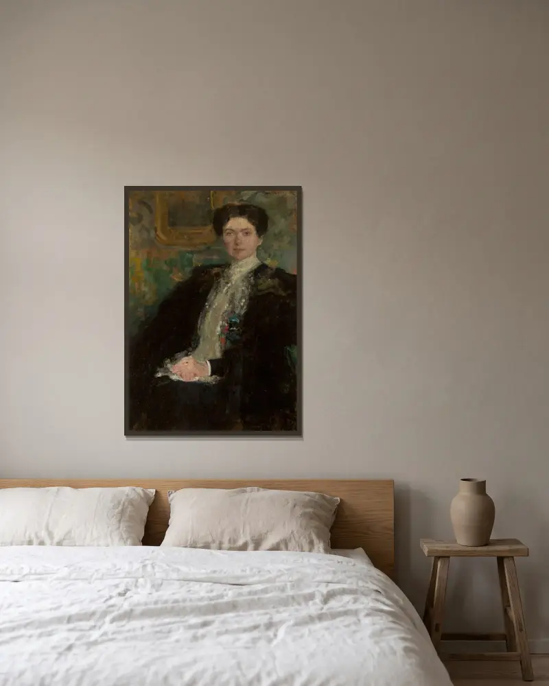 Portrait of Zofia Kirkor-Kiedroń née Grabska (1872–1952) av Olga Boznanska inramad på en vägg